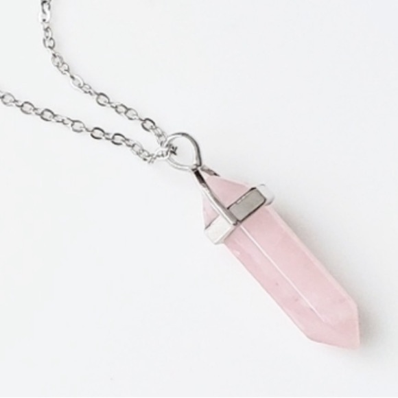 ROSE Quartz Crystal Necklace - Picture 2 of 6